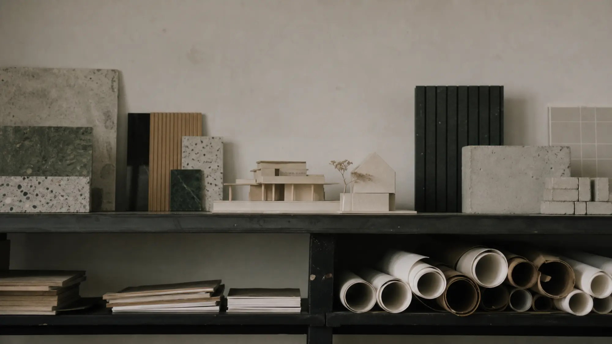 Studio shelf with models and drawing tubes, architect professional indemnity insurance quote
