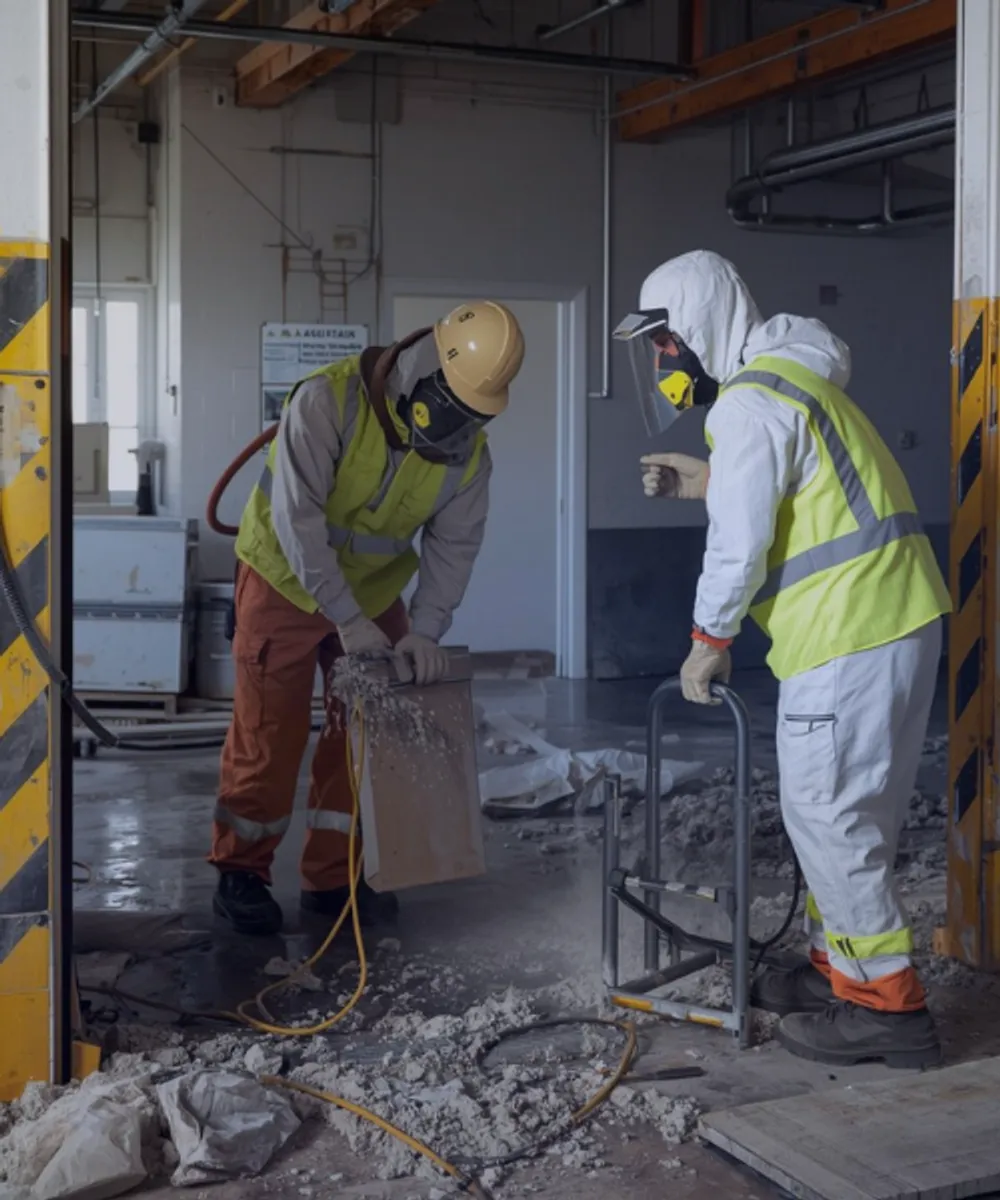 Asbestos removal workers in hazmat PPE – asbestos removal insurance coverage