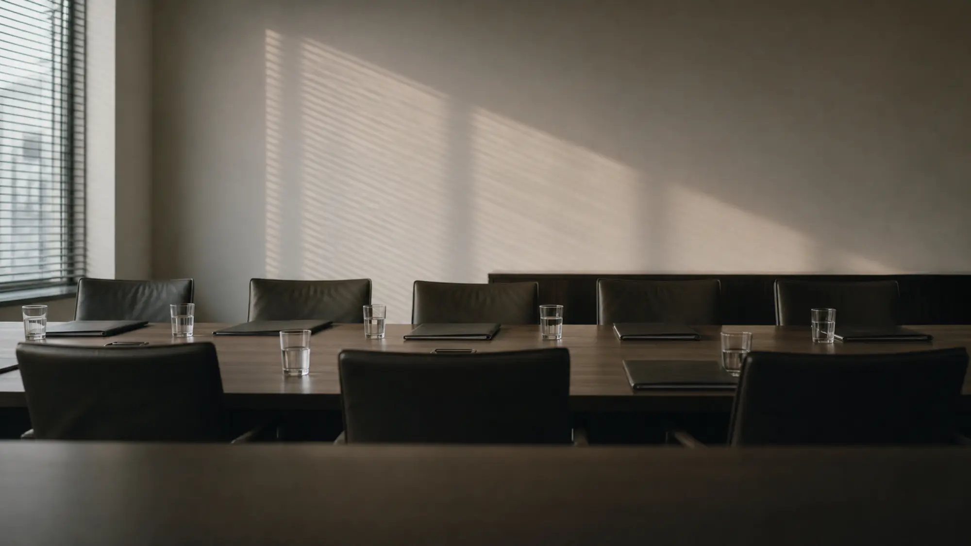 Boardroom table with closed folders, get a capital raising advisor professional indemnity quote