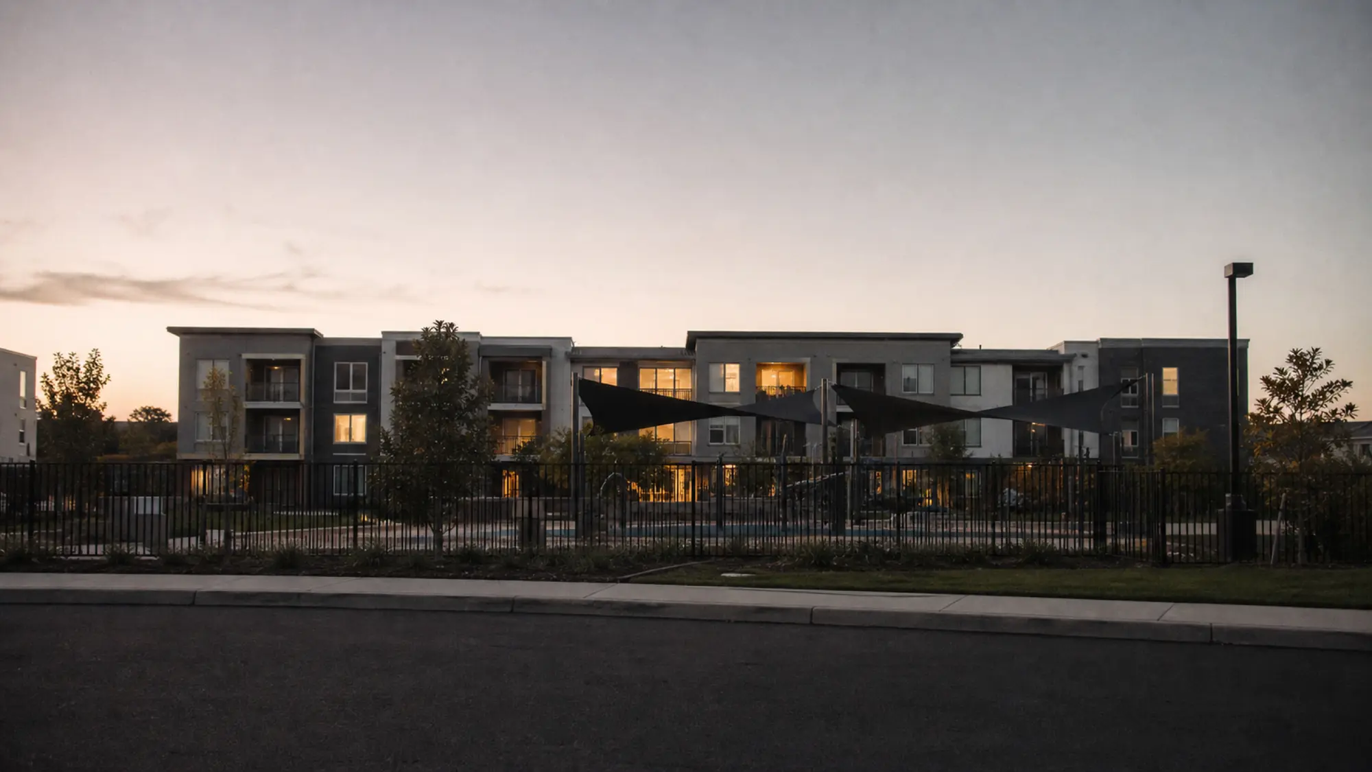 Childcare strata building courtyard at dusk, get a childcare centre strata insurance quote