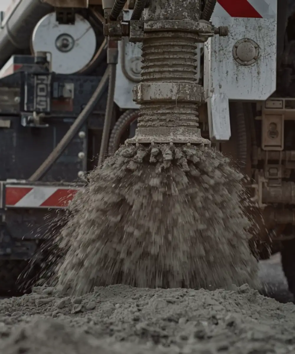 Concrete being pumped from industrial concrete pump machine on Australian construction site