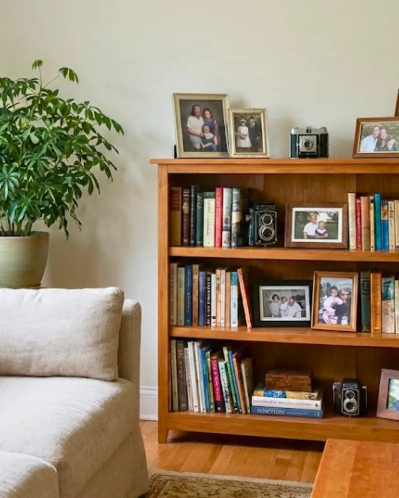 Home interior detail showing personal belongings, electronics, and collectibles covered by contents insurance.