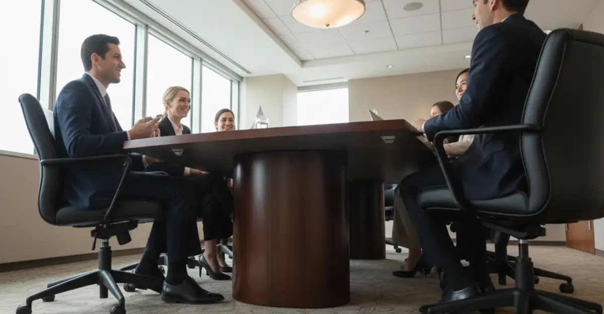 Australian company director reviewing a legal claim with an insurance broker, illustrating how D&O insurance responds