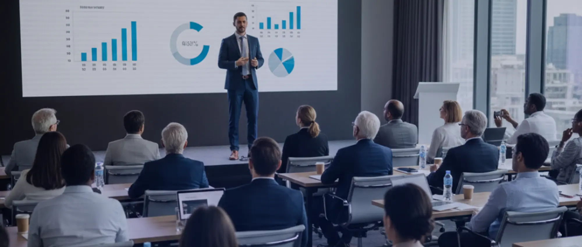 Senior financial advisers reviewing client portfolio performance reports and risk assessment documentation