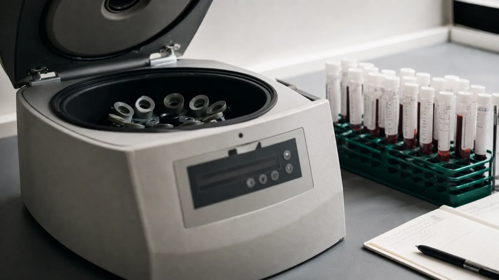Centrifuge and sample tubes in a genetics lab, geneticist professional indemnity insurance