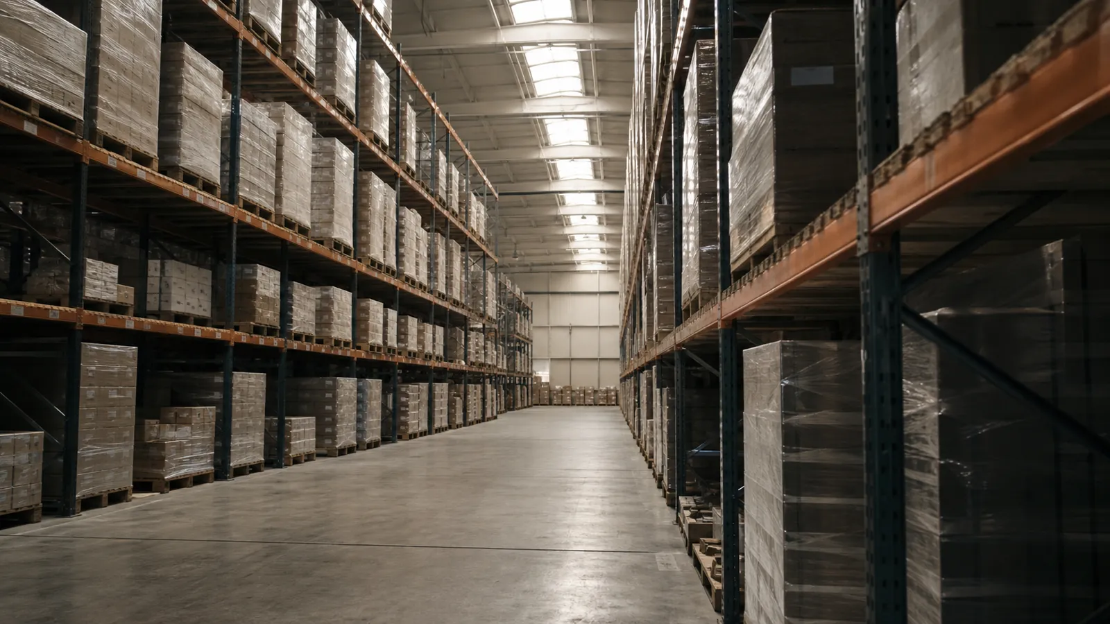 High-bay warehouse racking loaded with stock, the contents values that push a business into ISR insurance