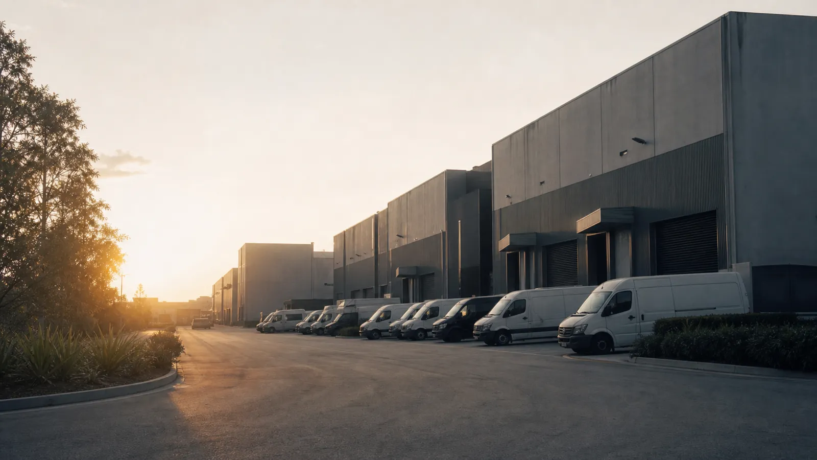 Logistics precinct with container trucks, coverage under freight forwarder PI insurance