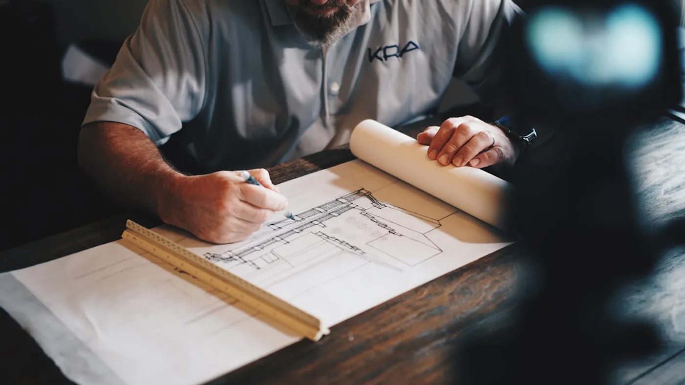 Architectural plans representing building designer professional indemnity coverage