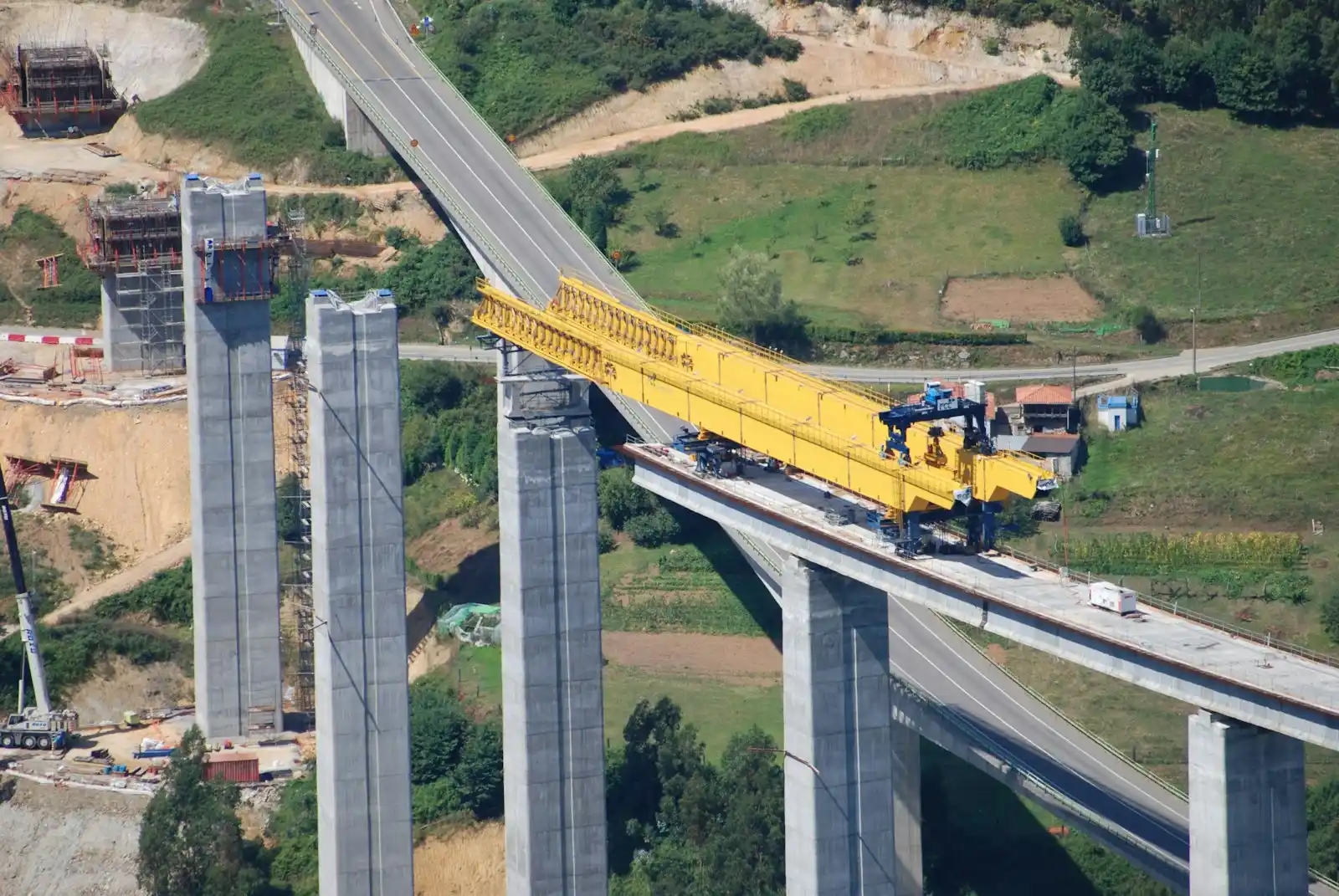 Aerial view of bridge under construction representing civil engineering infrastructure