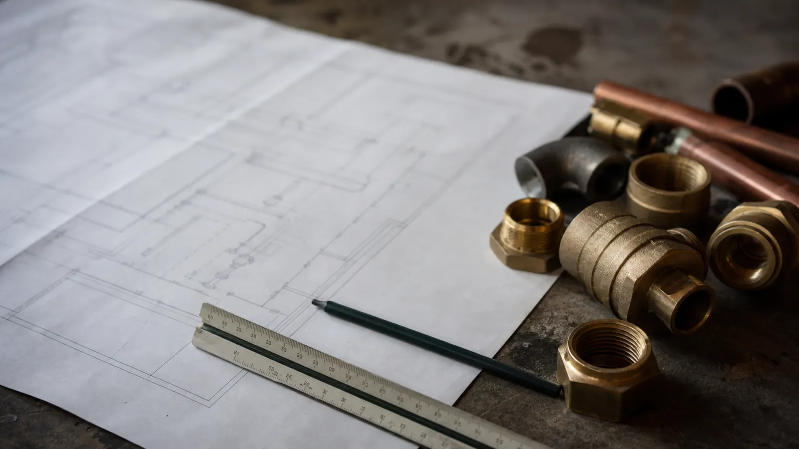 Hydraulic services drawings and copper fittings - PI cover for plumbing engineers