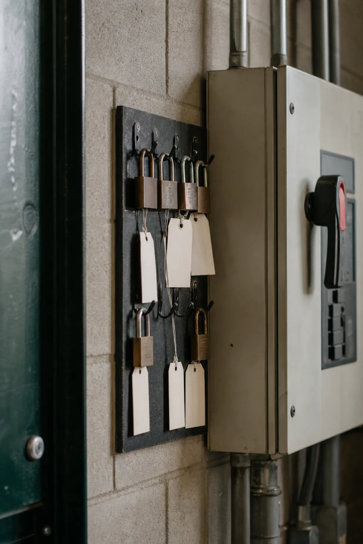 Lockout-tagout padlocks at an isolation point - safety engineer professional indemnity