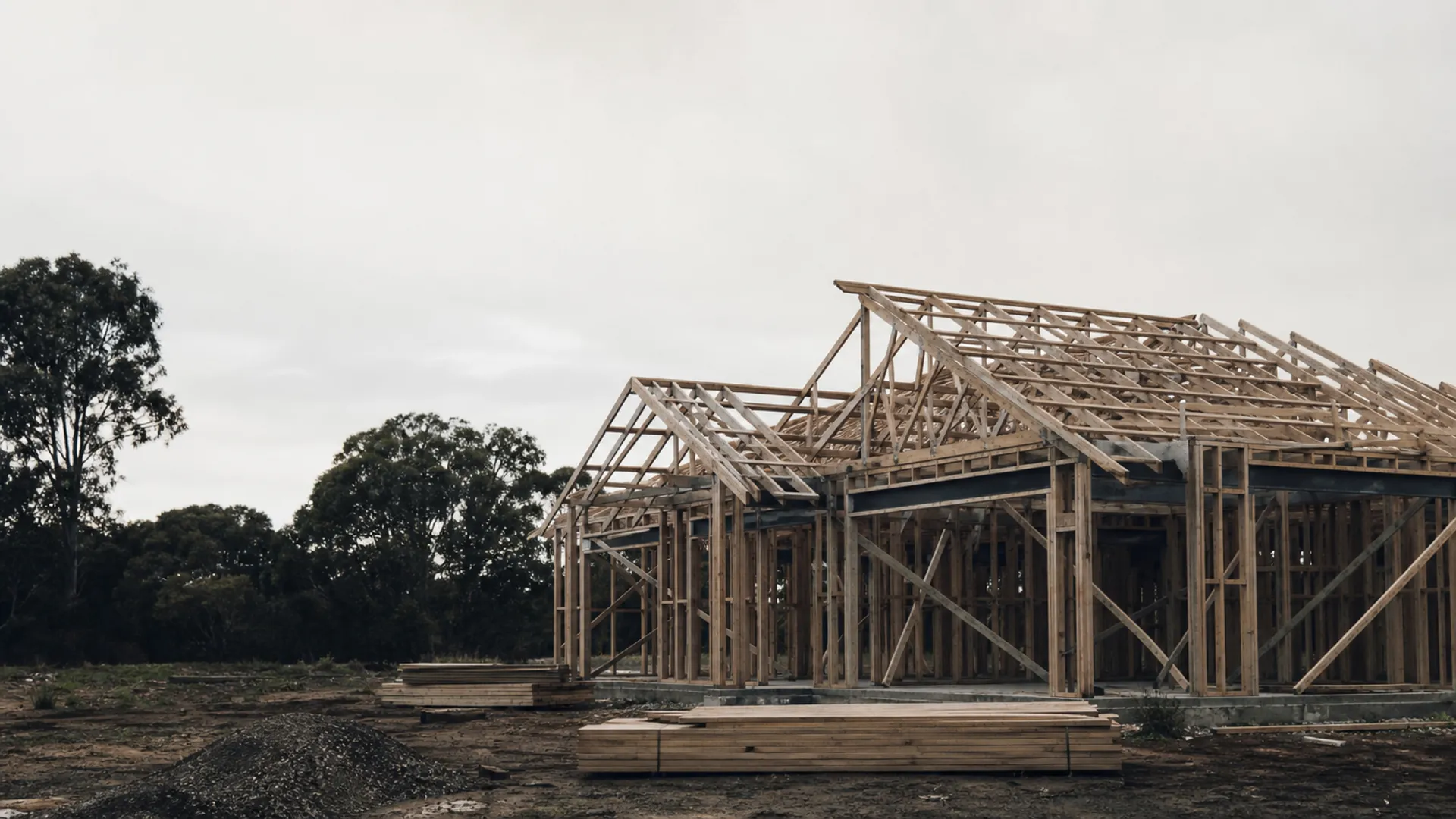 Part-built house frame paused mid-construction - contract works insurance for started works