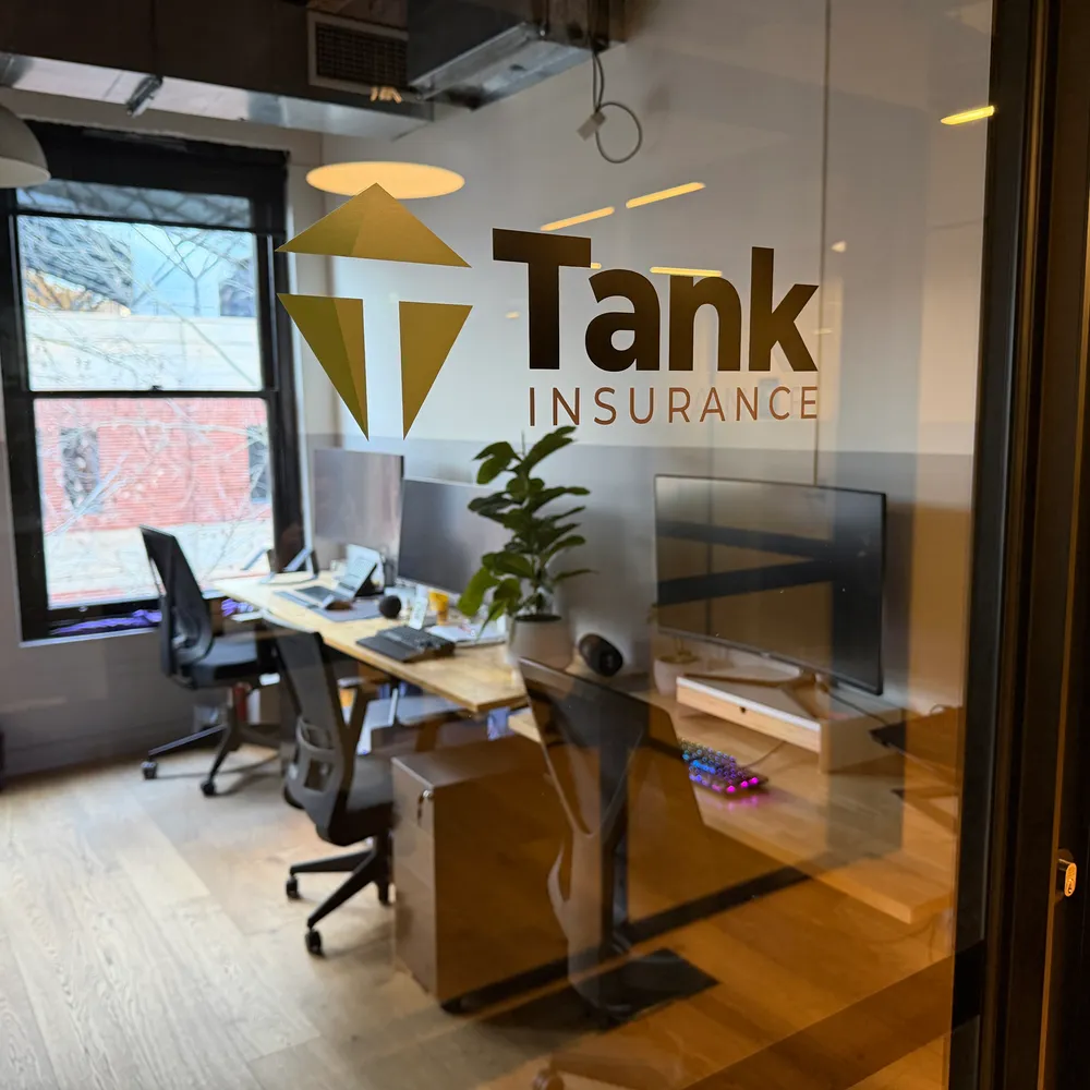 Tank Insurance office entrance with logo on glass, Level 3, 100 Harris Street Pyrmont, Sydney