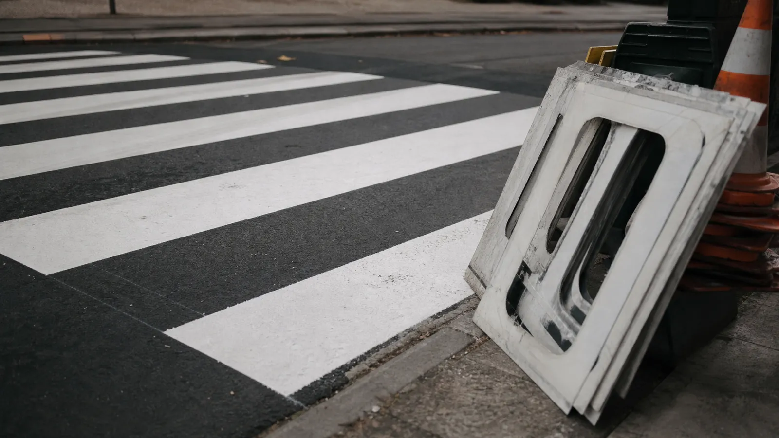 Fresh road markings and cones - PI cover for traffic engineers