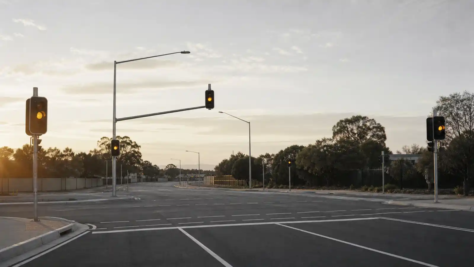 Signalised intersection at dawn - traffic engineer professional indemnity insurance