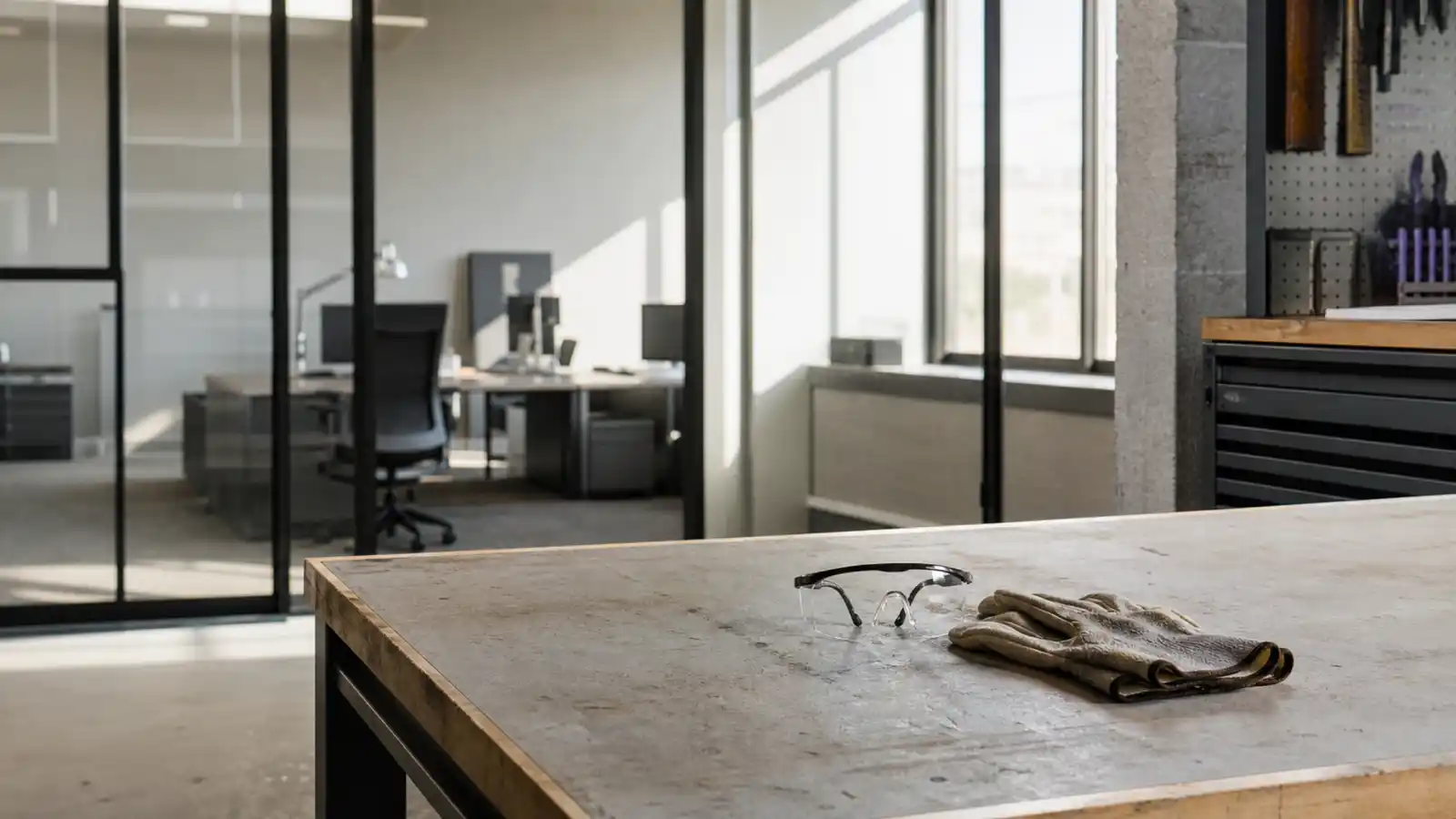 Clean mixed workshop and office prepared for work experience students